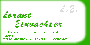 lorant einvachter business card